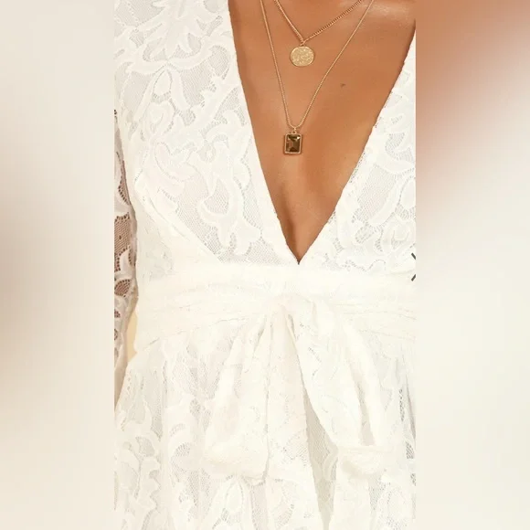 COME GO WITH ME PLAYSUIT IN WHITE LACE